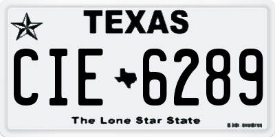 TX license plate CIE6289