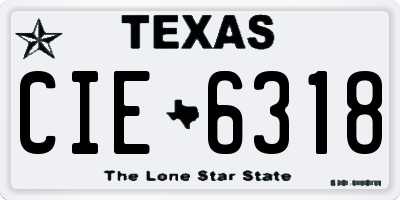 TX license plate CIE6318