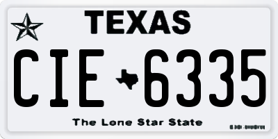 TX license plate CIE6335
