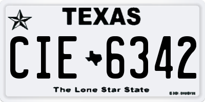 TX license plate CIE6342