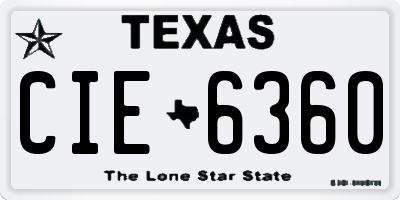 TX license plate CIE6360
