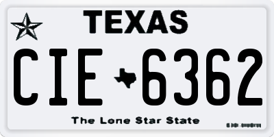 TX license plate CIE6362