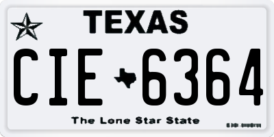 TX license plate CIE6364