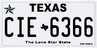 TX license plate CIE6366