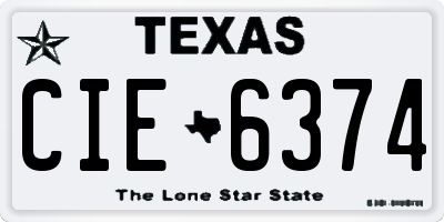TX license plate CIE6374