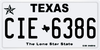 TX license plate CIE6386