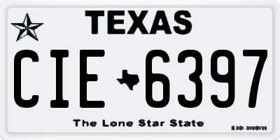 TX license plate CIE6397