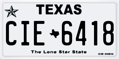 TX license plate CIE6418