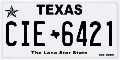 TX license plate CIE6421