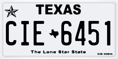 TX license plate CIE6451