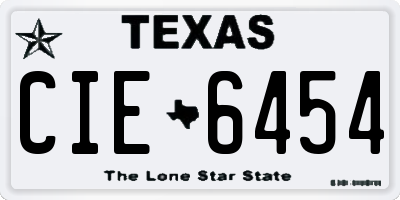 TX license plate CIE6454