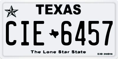 TX license plate CIE6457