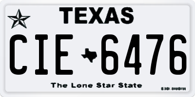 TX license plate CIE6476