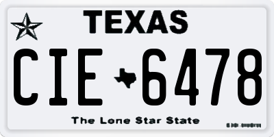 TX license plate CIE6478