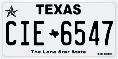 TX license plate CIE6547