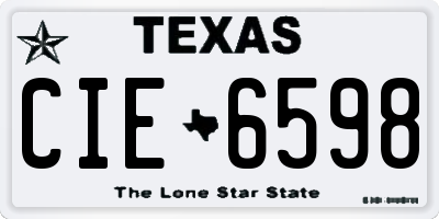 TX license plate CIE6598