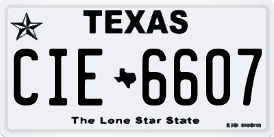 TX license plate CIE6607
