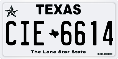 TX license plate CIE6614