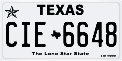 TX license plate CIE6648