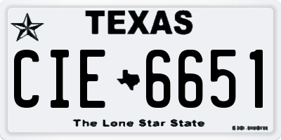 TX license plate CIE6651
