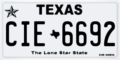 TX license plate CIE6692