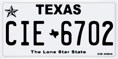 TX license plate CIE6702