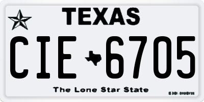 TX license plate CIE6705