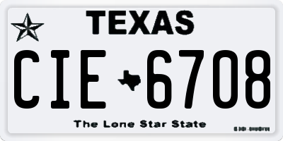 TX license plate CIE6708