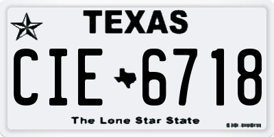 TX license plate CIE6718