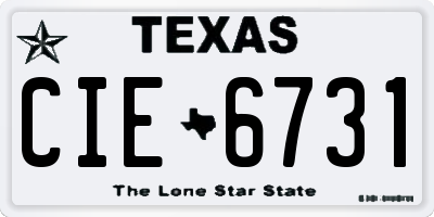 TX license plate CIE6731