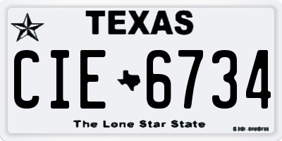 TX license plate CIE6734