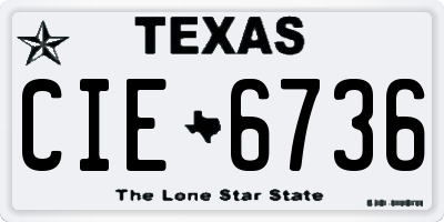 TX license plate CIE6736