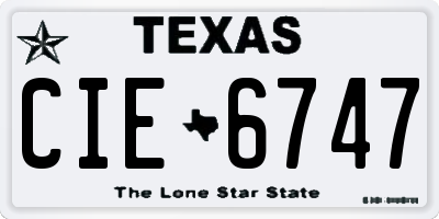 TX license plate CIE6747