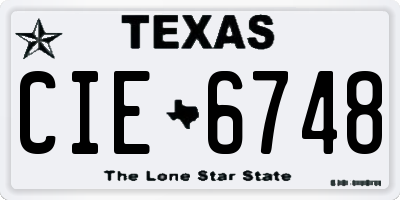 TX license plate CIE6748