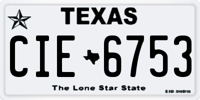TX license plate CIE6753