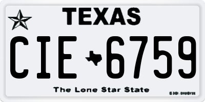 TX license plate CIE6759