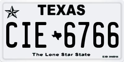 TX license plate CIE6766