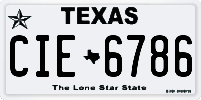 TX license plate CIE6786