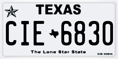 TX license plate CIE6830