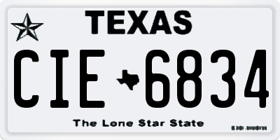 TX license plate CIE6834