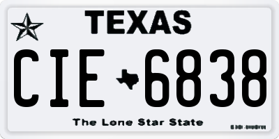 TX license plate CIE6838