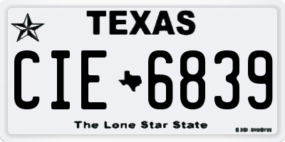 TX license plate CIE6839