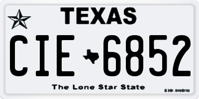 TX license plate CIE6852
