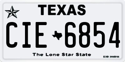 TX license plate CIE6854
