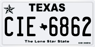 TX license plate CIE6862