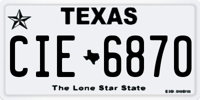 TX license plate CIE6870
