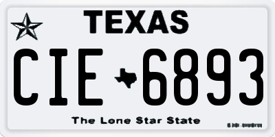 TX license plate CIE6893