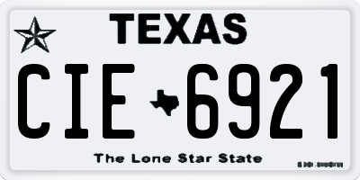 TX license plate CIE6921