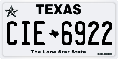 TX license plate CIE6922