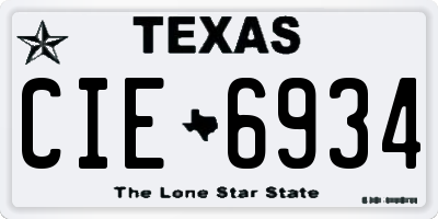 TX license plate CIE6934